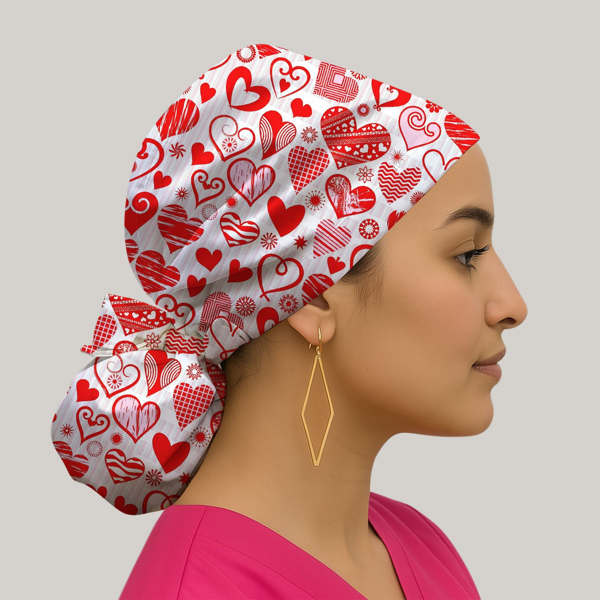 Valentine Heart Scrub Cap - Valentines Day Gift For Nurse