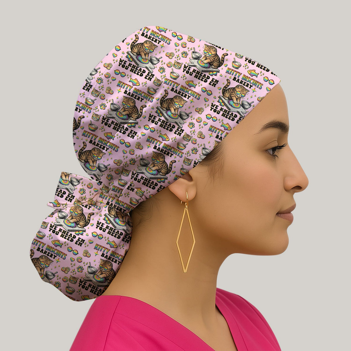 Pride Nurse Cat Baking Scrub Cap