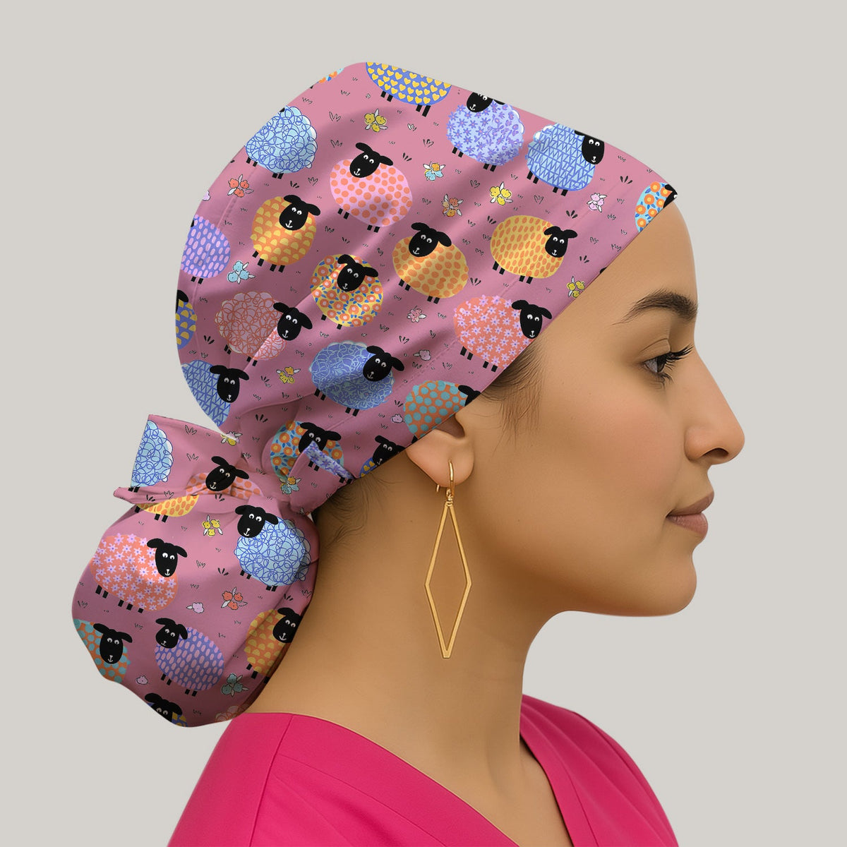 Colorful Sheep Scrub Cap