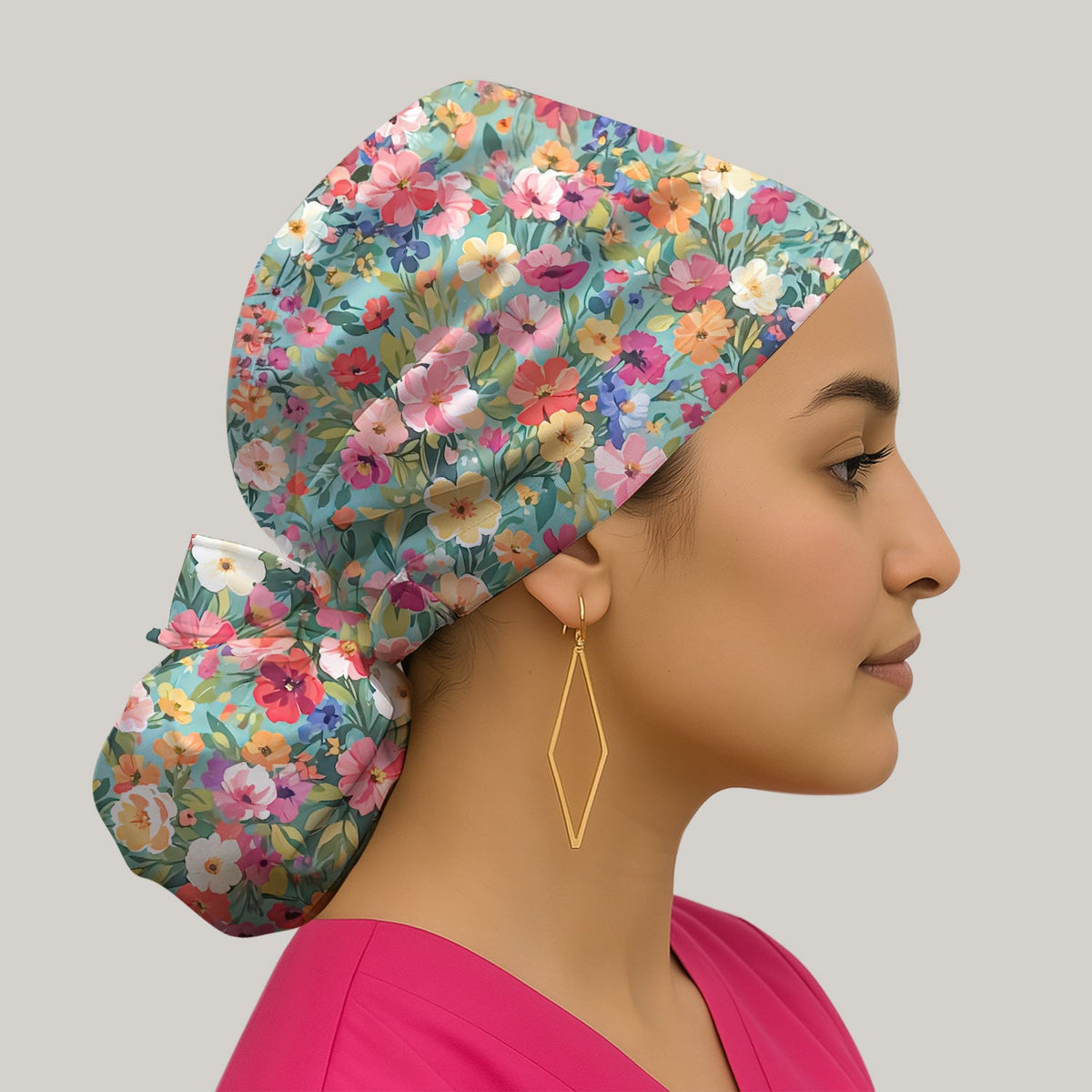 Colorful Wildflower Garden Bloom Scrub Cap