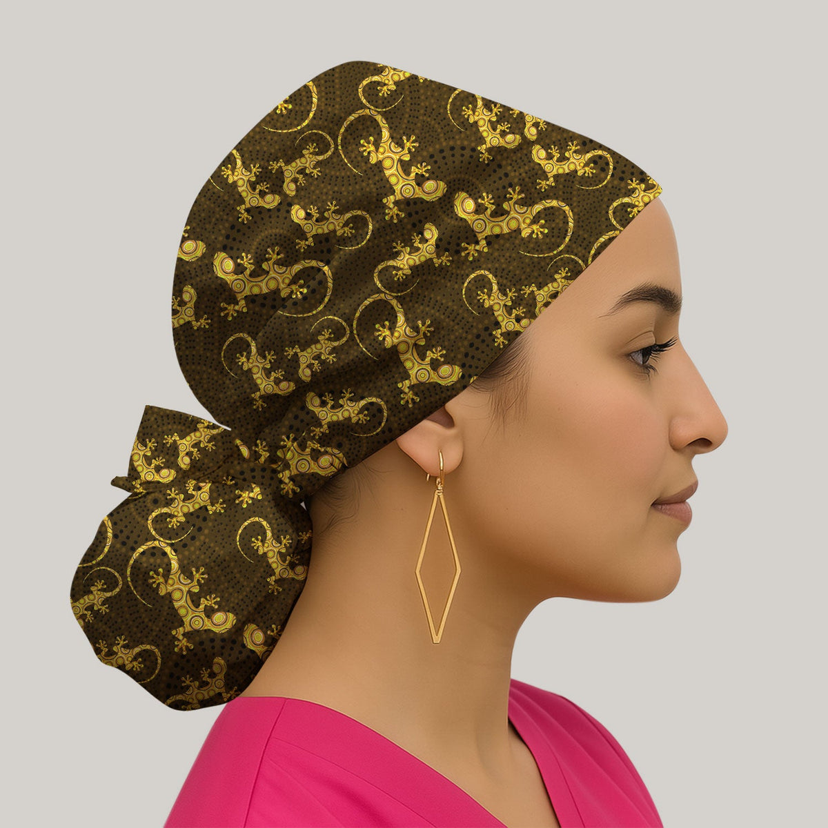 Australian Gecko Dot Art Scrub Cap