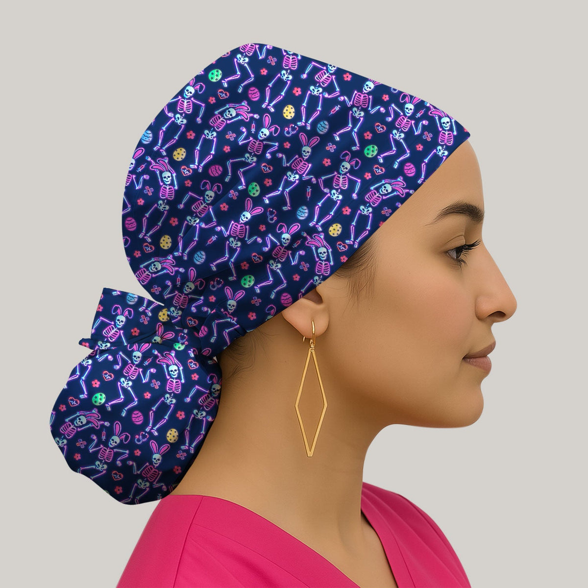 Neon Skeleton Scrub Cap - Easter Gift