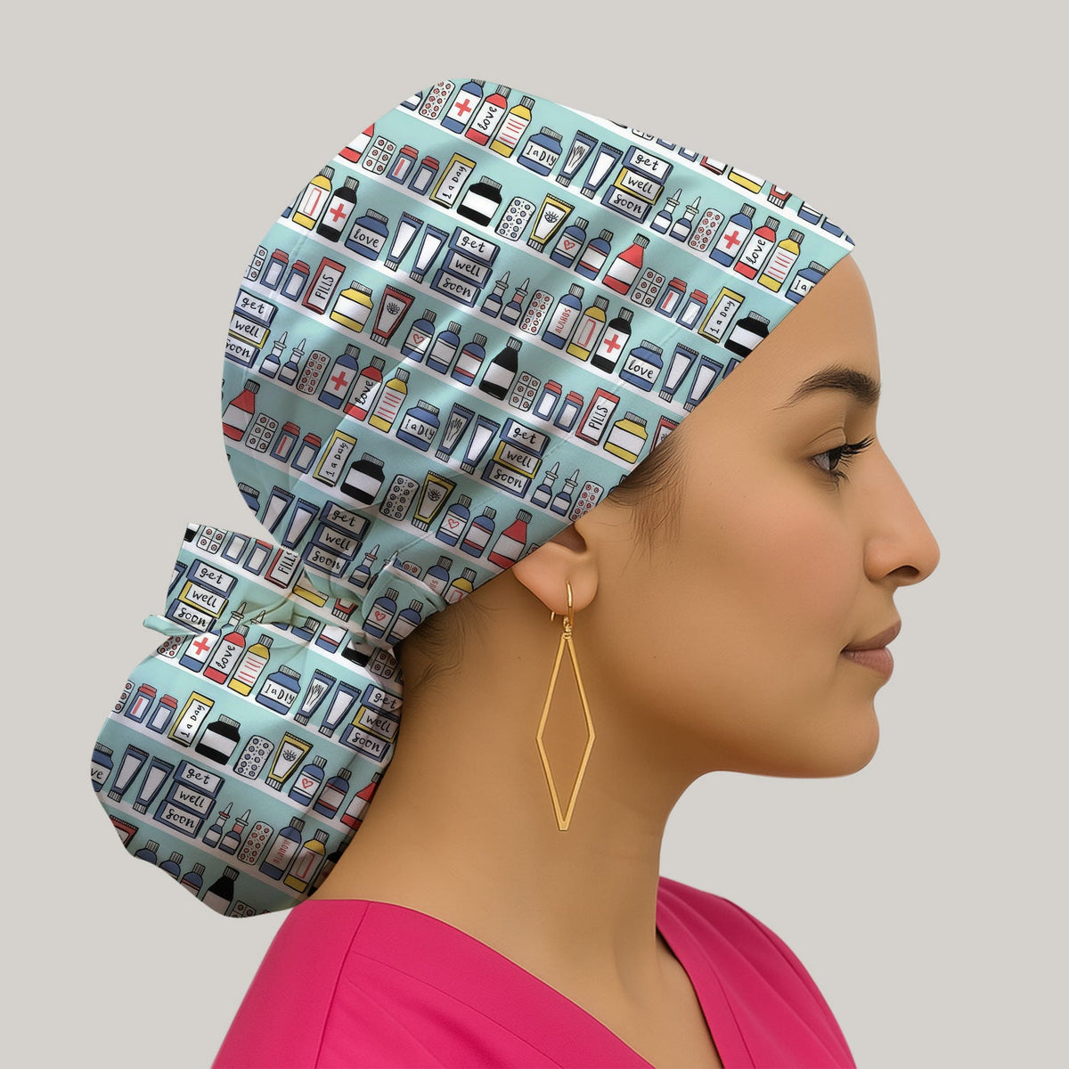 Medicine Bottle Pharmacy Pills Scrub Cap