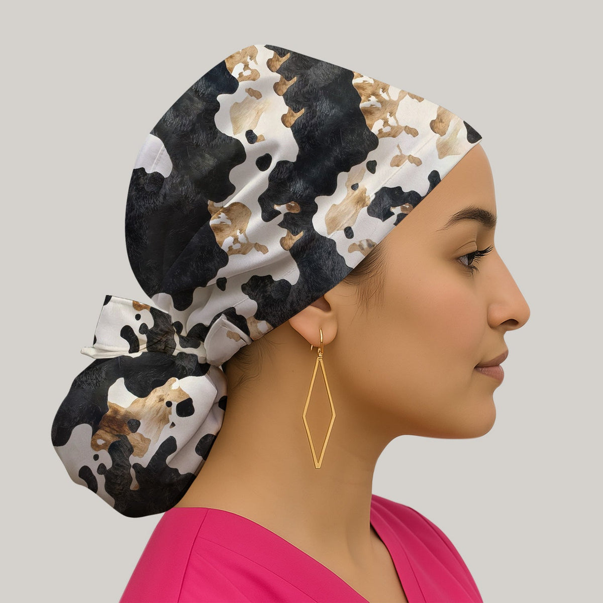 Classic Cow Print Scrub Cap
