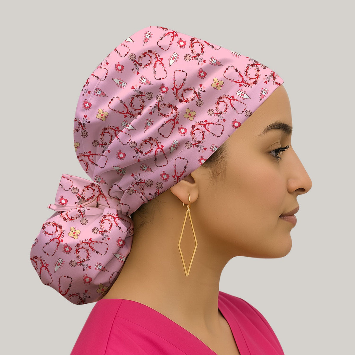 Heart Stethoscope Scrub Cap For Nurse