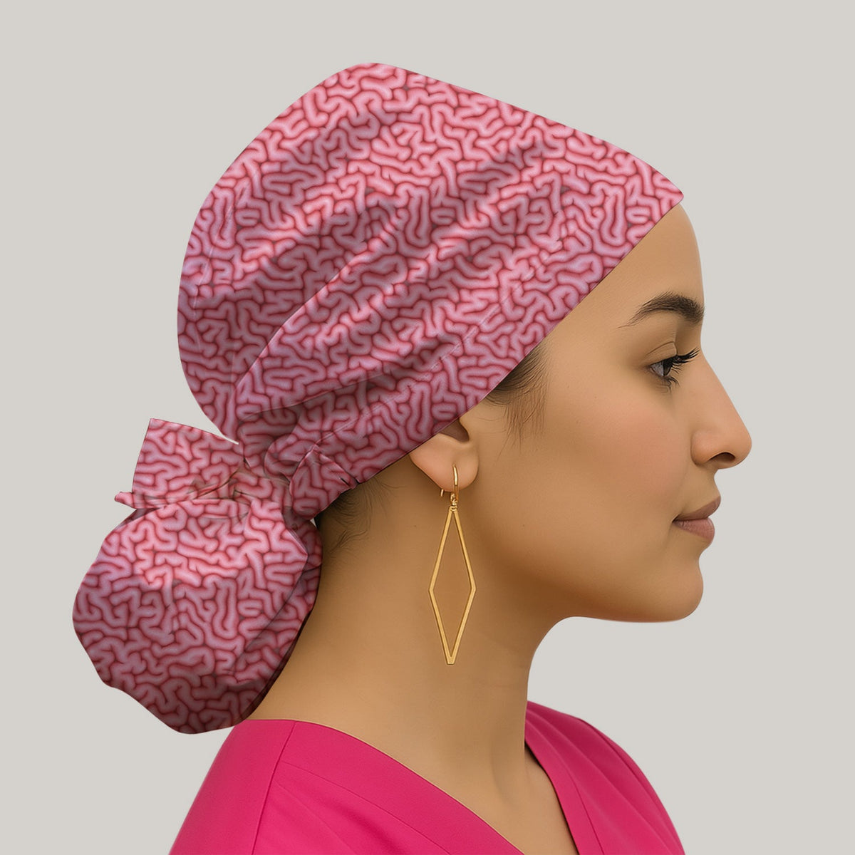 Pink Brain Anatomy Nurse Scrub Cap