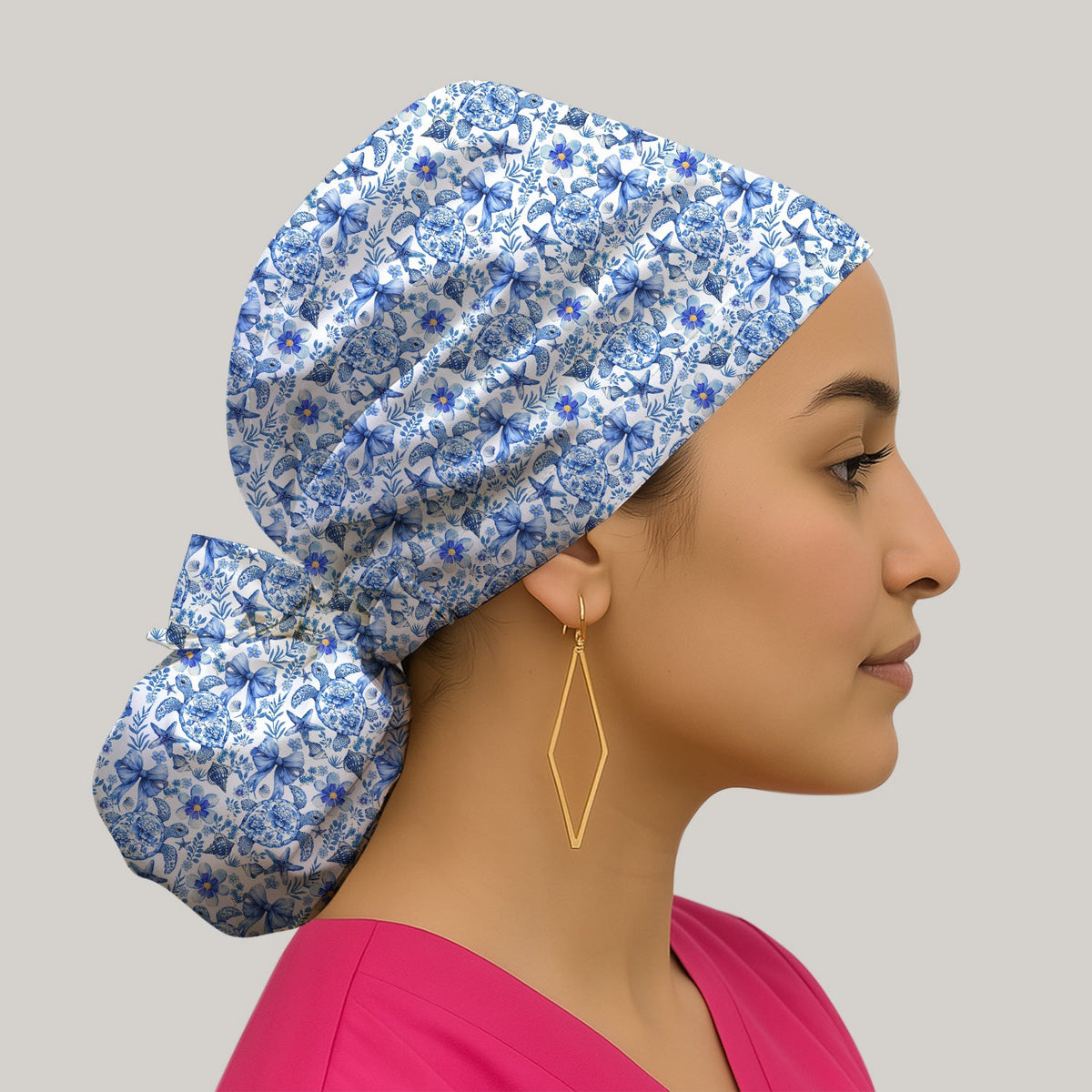 Coastal Turtle Bow Scrub Cap