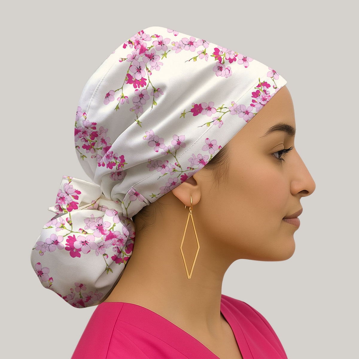 Elegant Cherry Blossom Scrub Cap