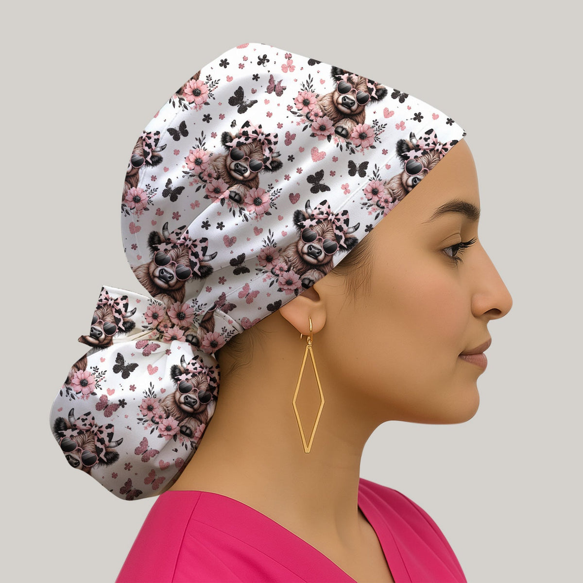 Cow Heart Sunglasses Scrub Cap