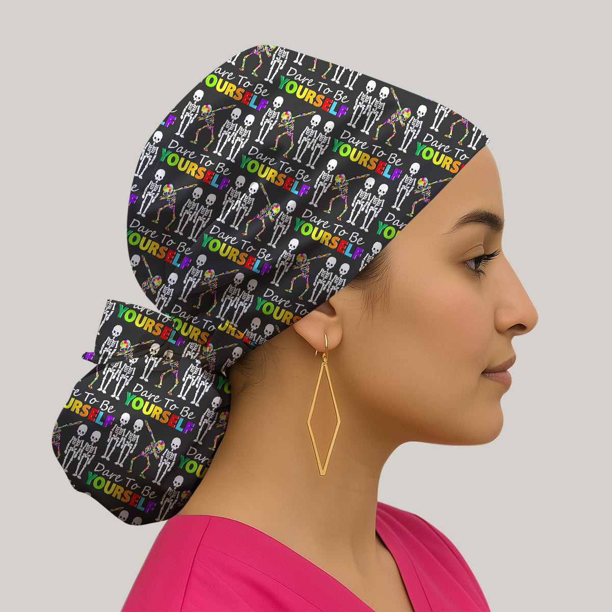 Rainbow Skeleton Dare To Be Yourself Scrub Cap