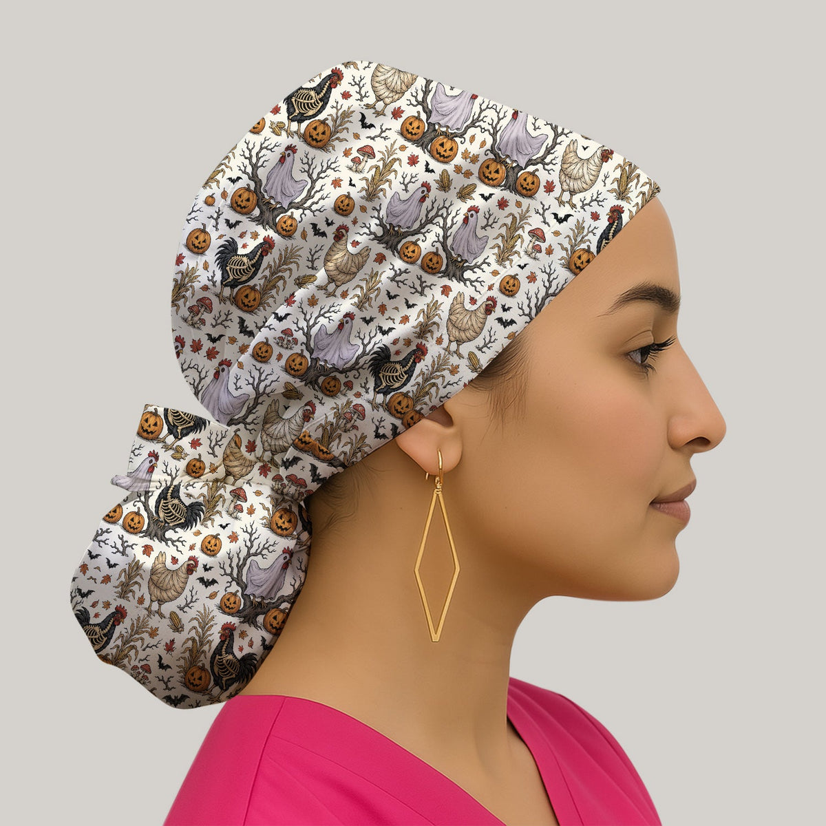 Skeleton Chickens Scrub Cap - Halloween Gift For Nurse