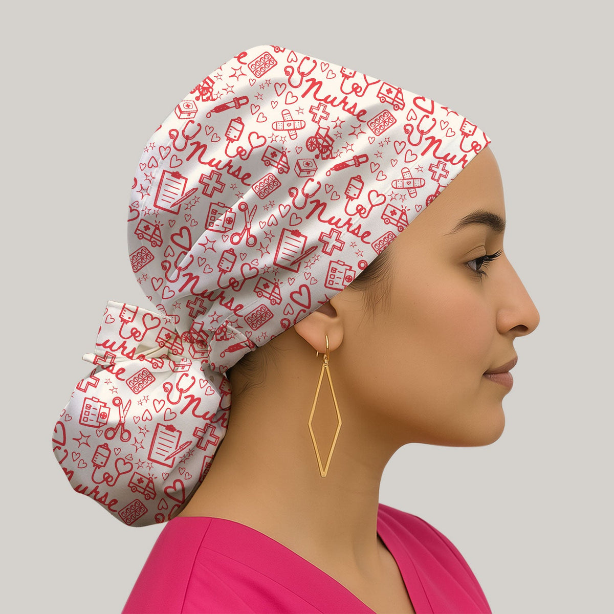 Heart Medical Scrub Cap