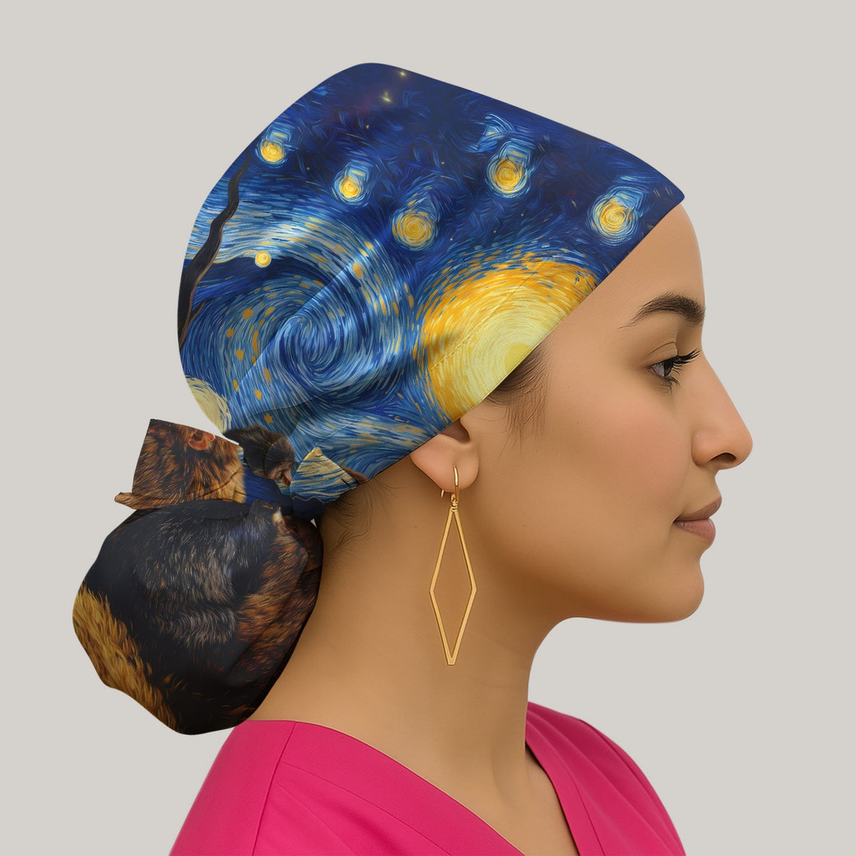 Romantic Monkey Night Sky Scrub Cap