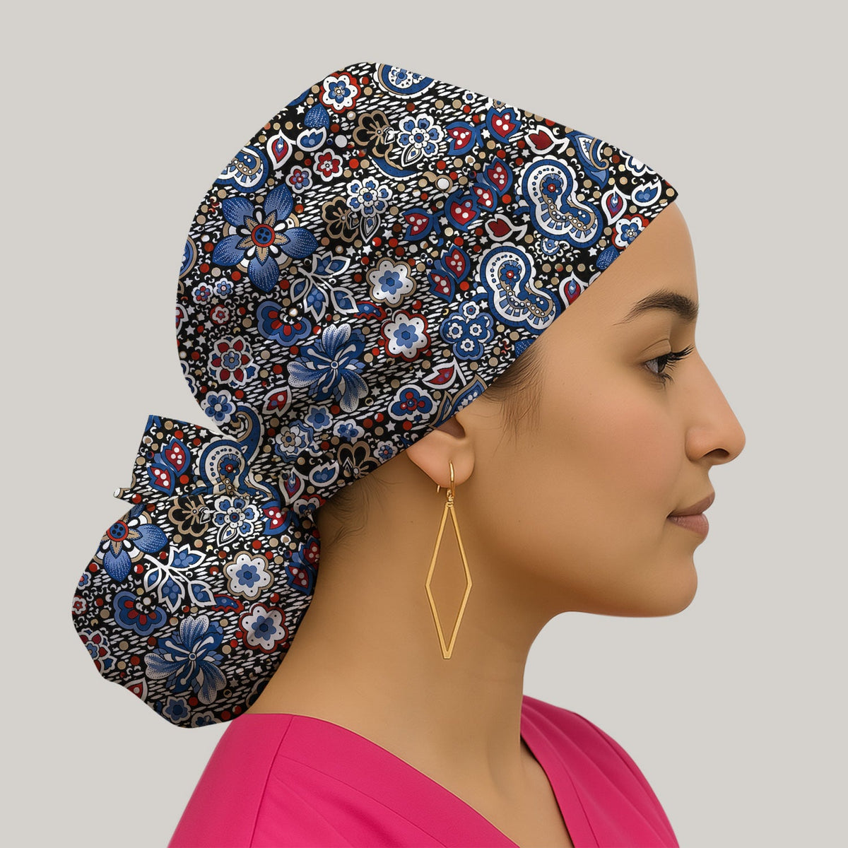 Classic Paisley Floral Scrub Cap
