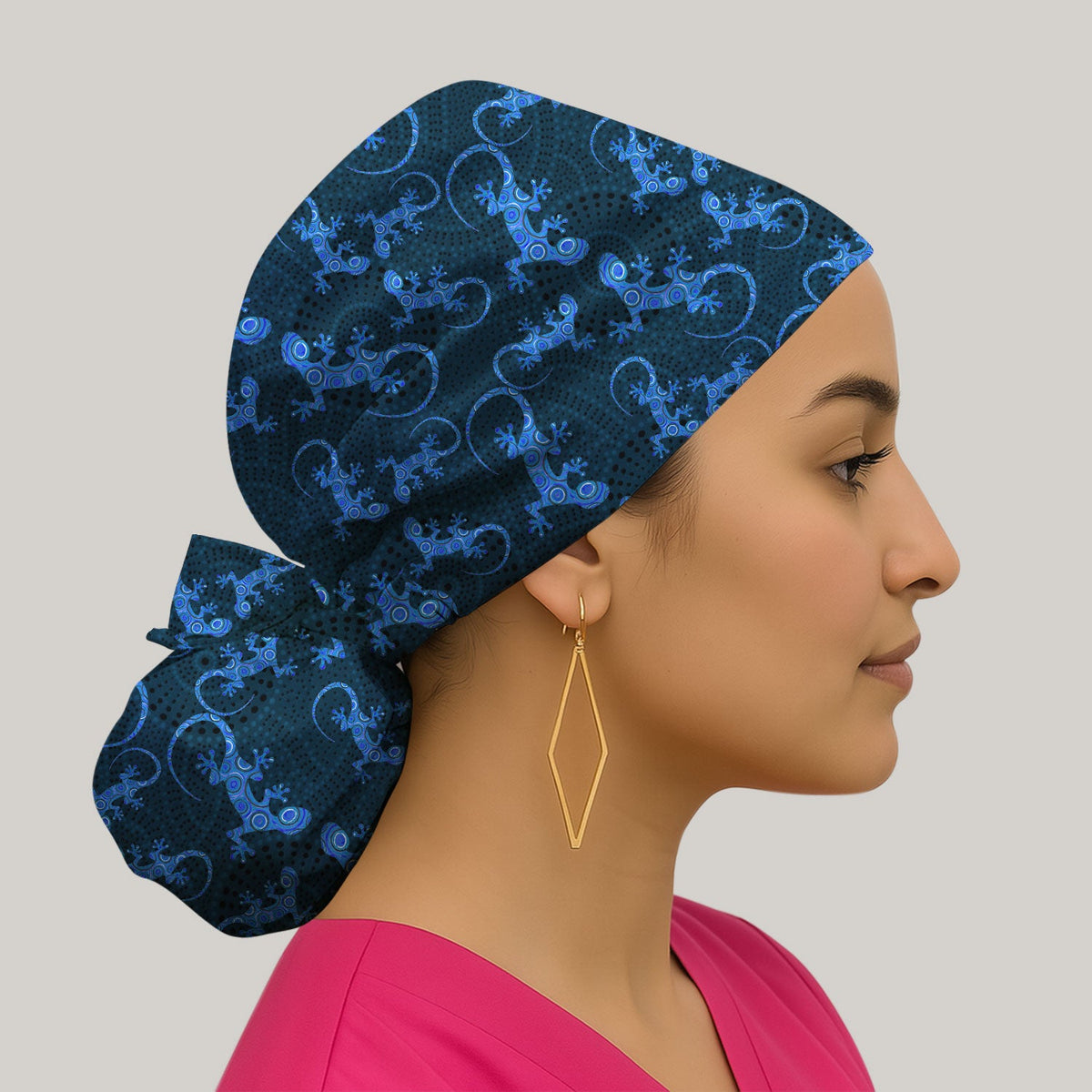 Australian Gecko Dot Art Scrub Cap