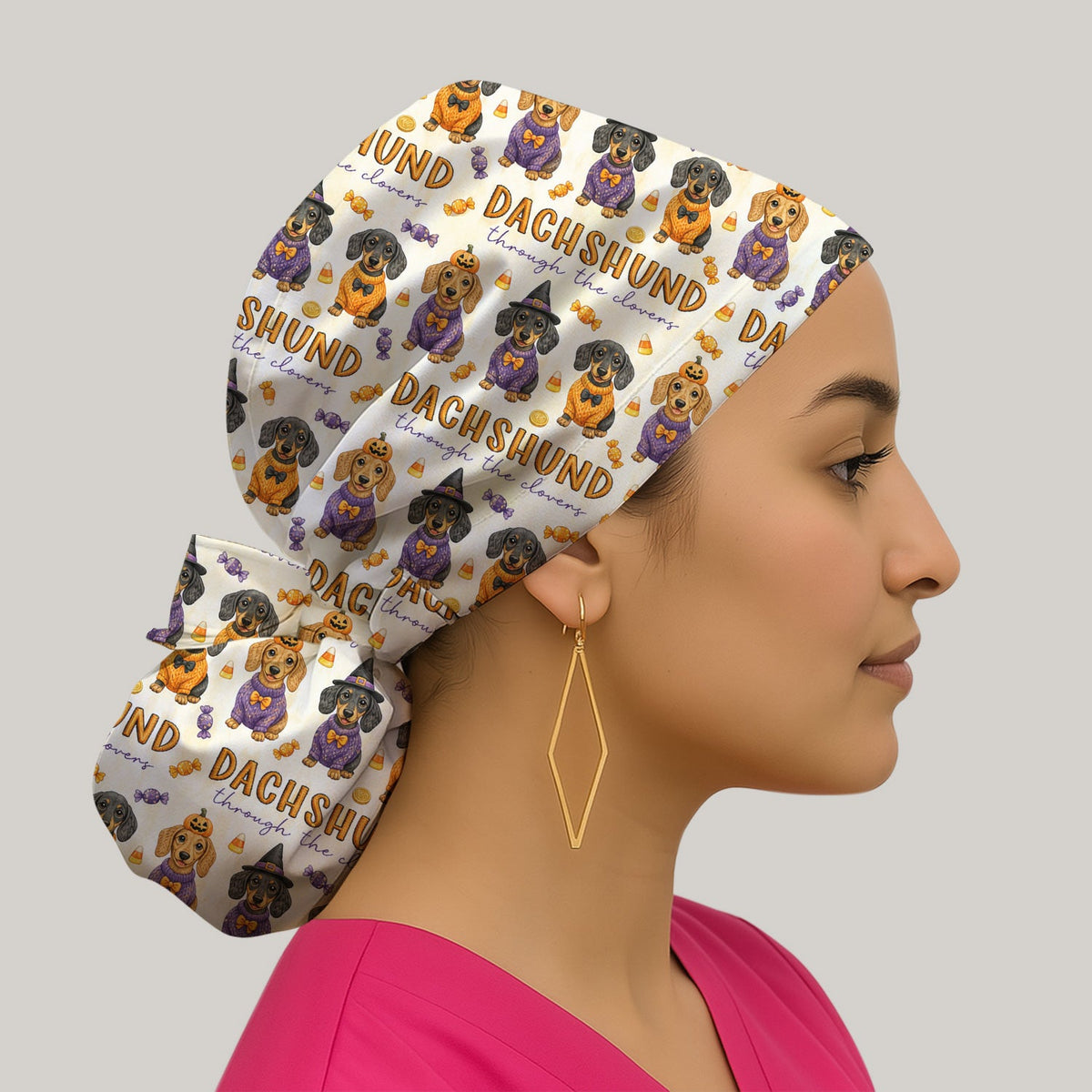 Candy Dachshund Scrub Cap