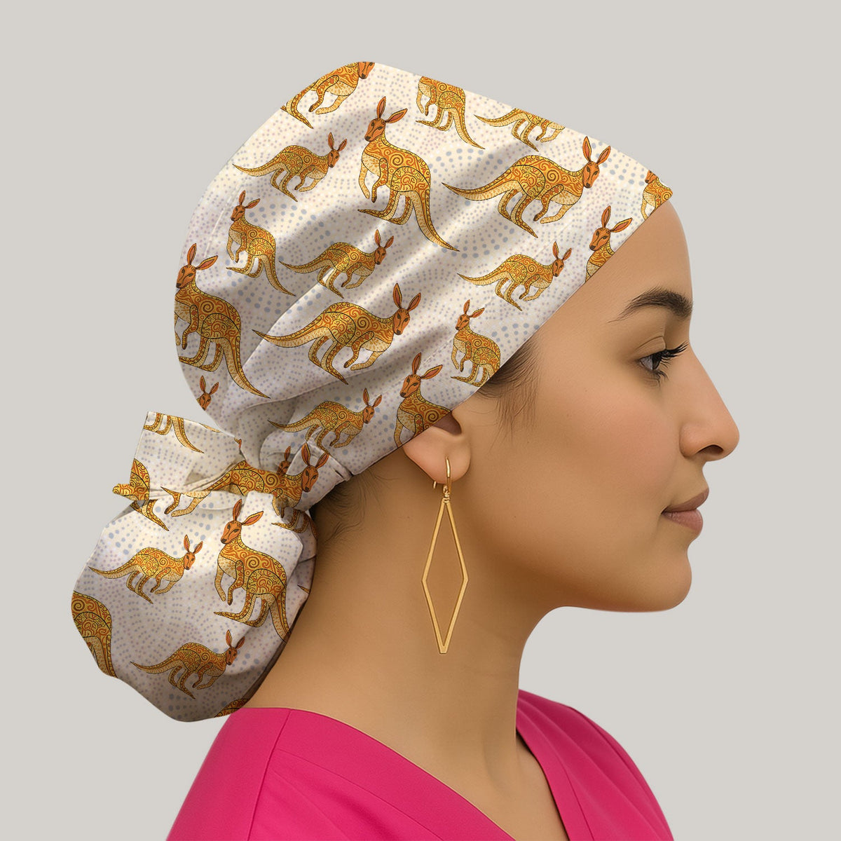 Australian Kangaroo Dot Art Scrub Cap