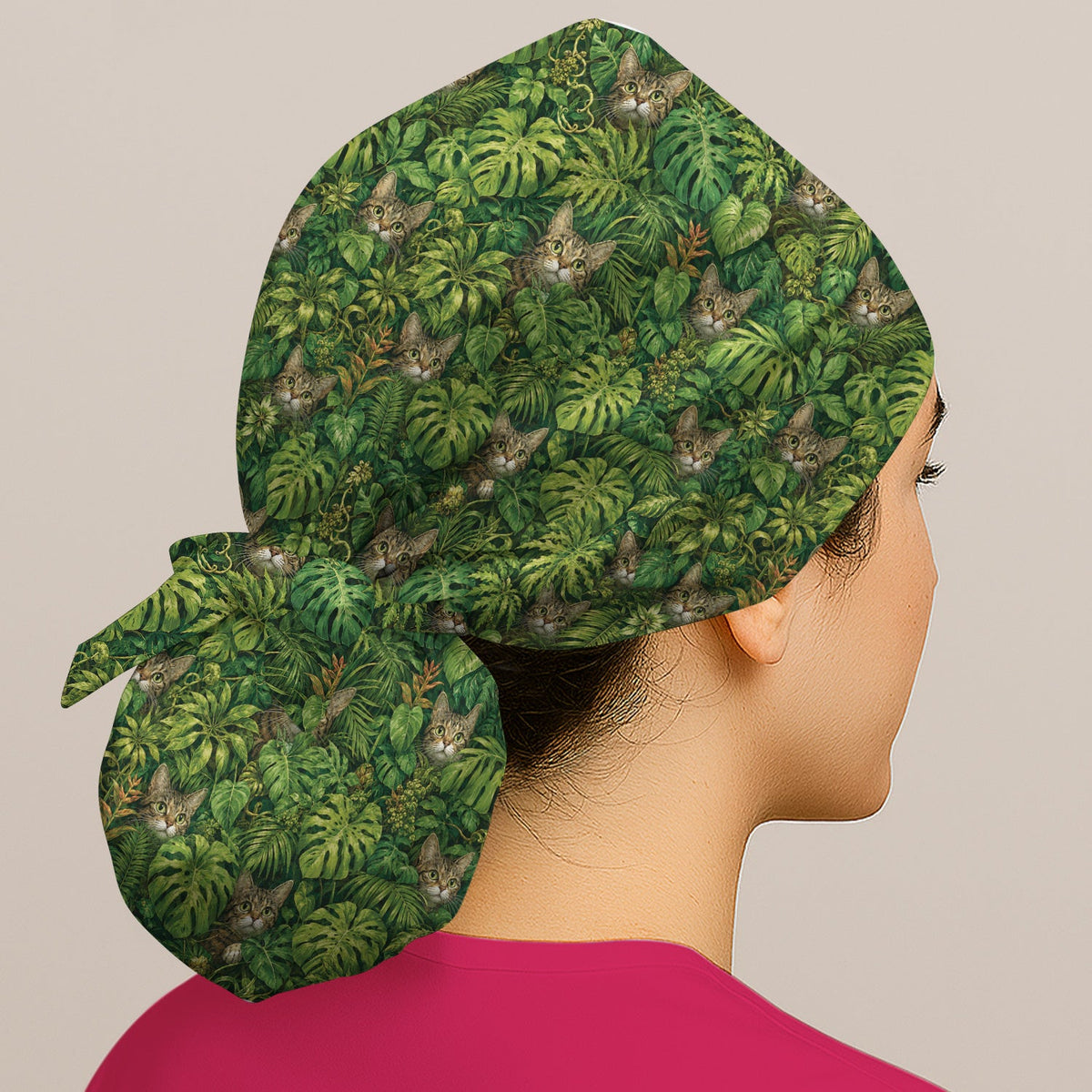 Hidden Jungle Cat Veterinary Nurse Scrub Cap