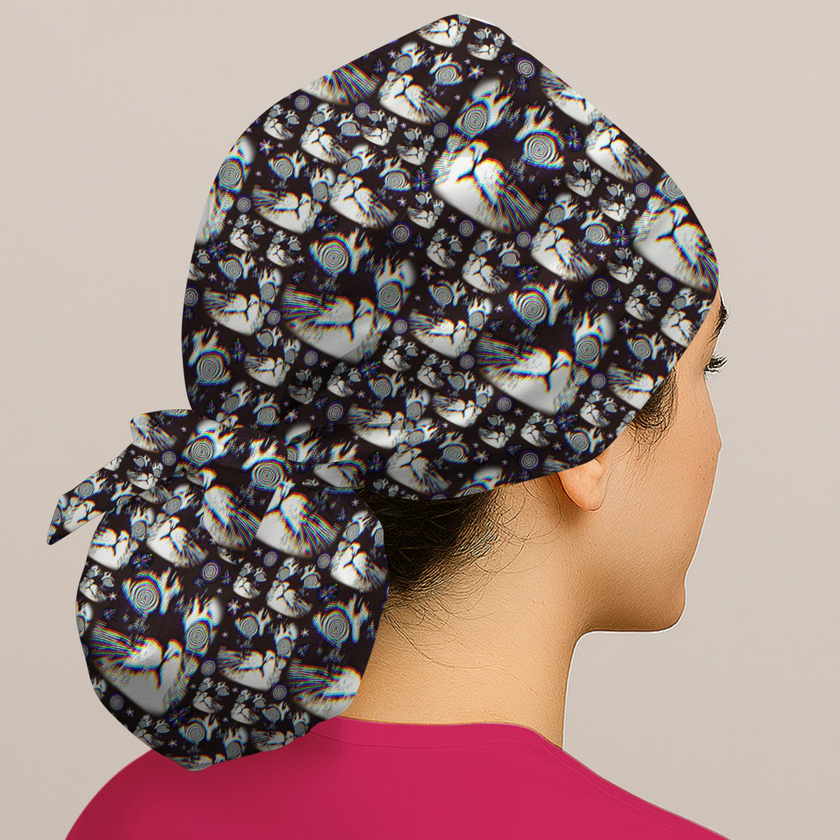 Cosmic Cat Eye Spiral Scrub Cap