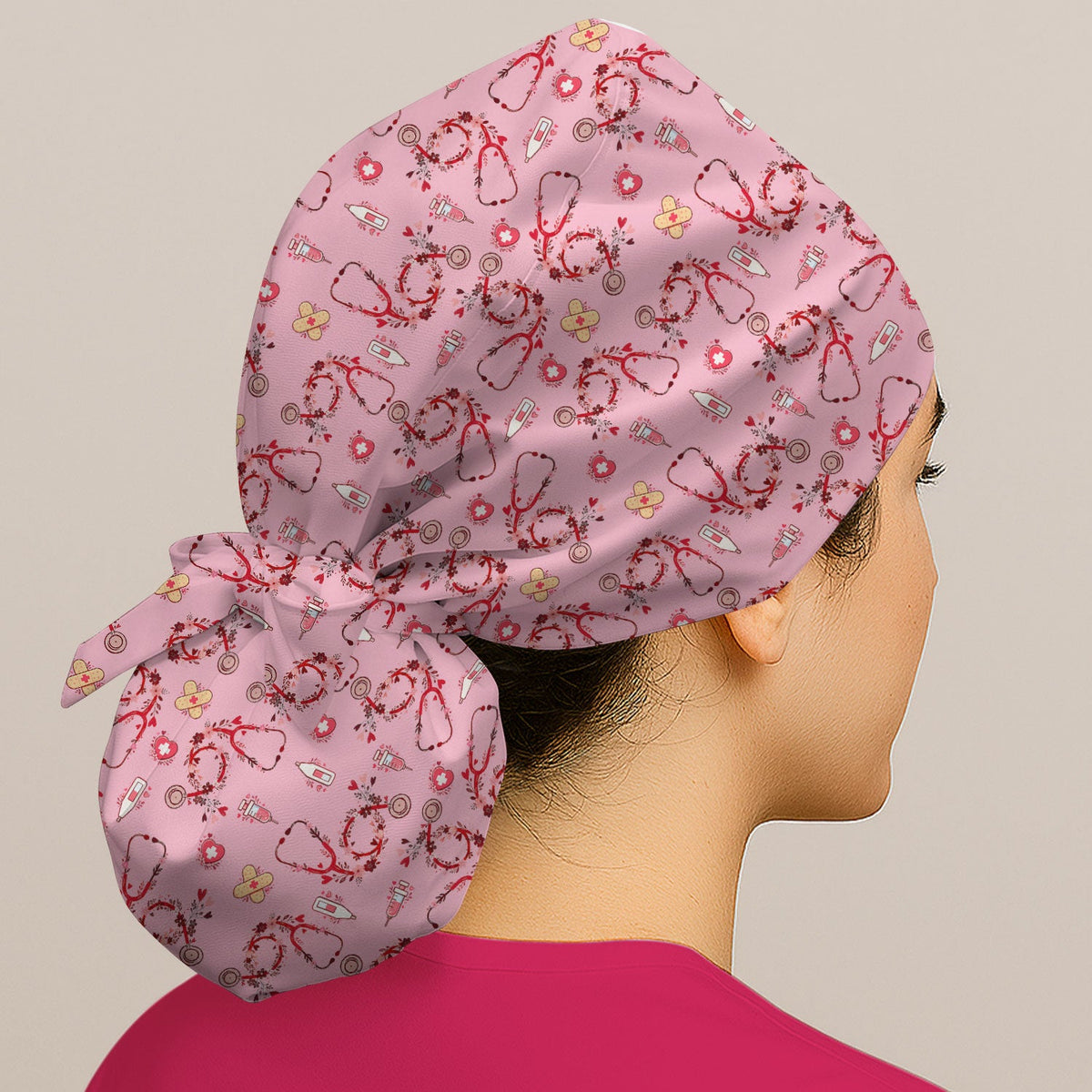 Heart Stethoscope Scrub Cap For Nurse