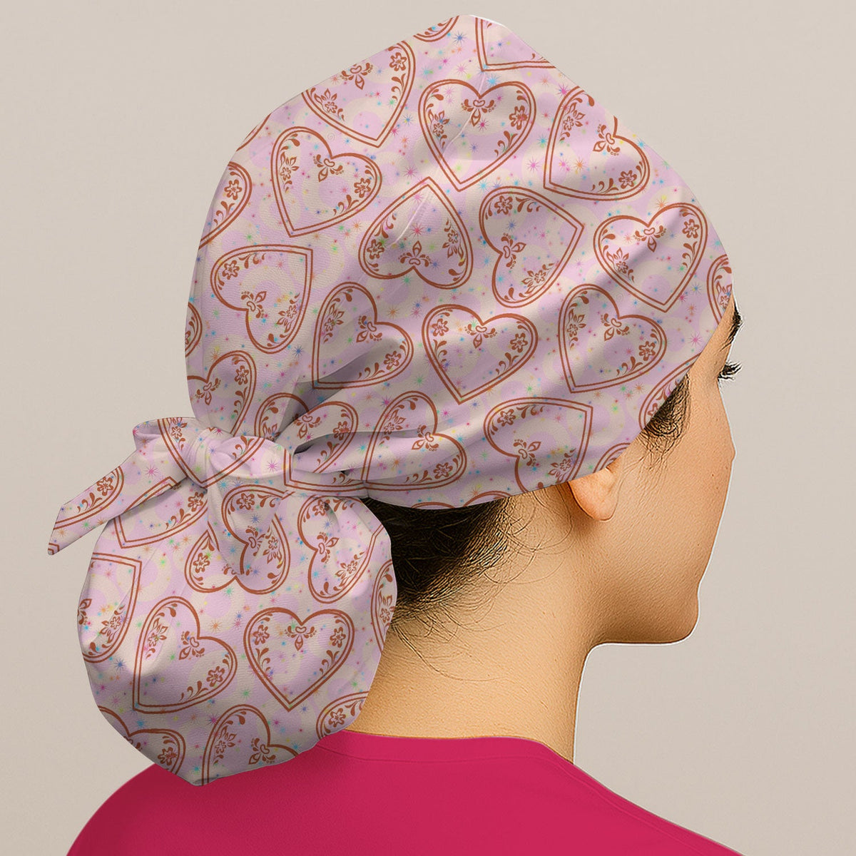 Valentine Hearts Scrub Cap