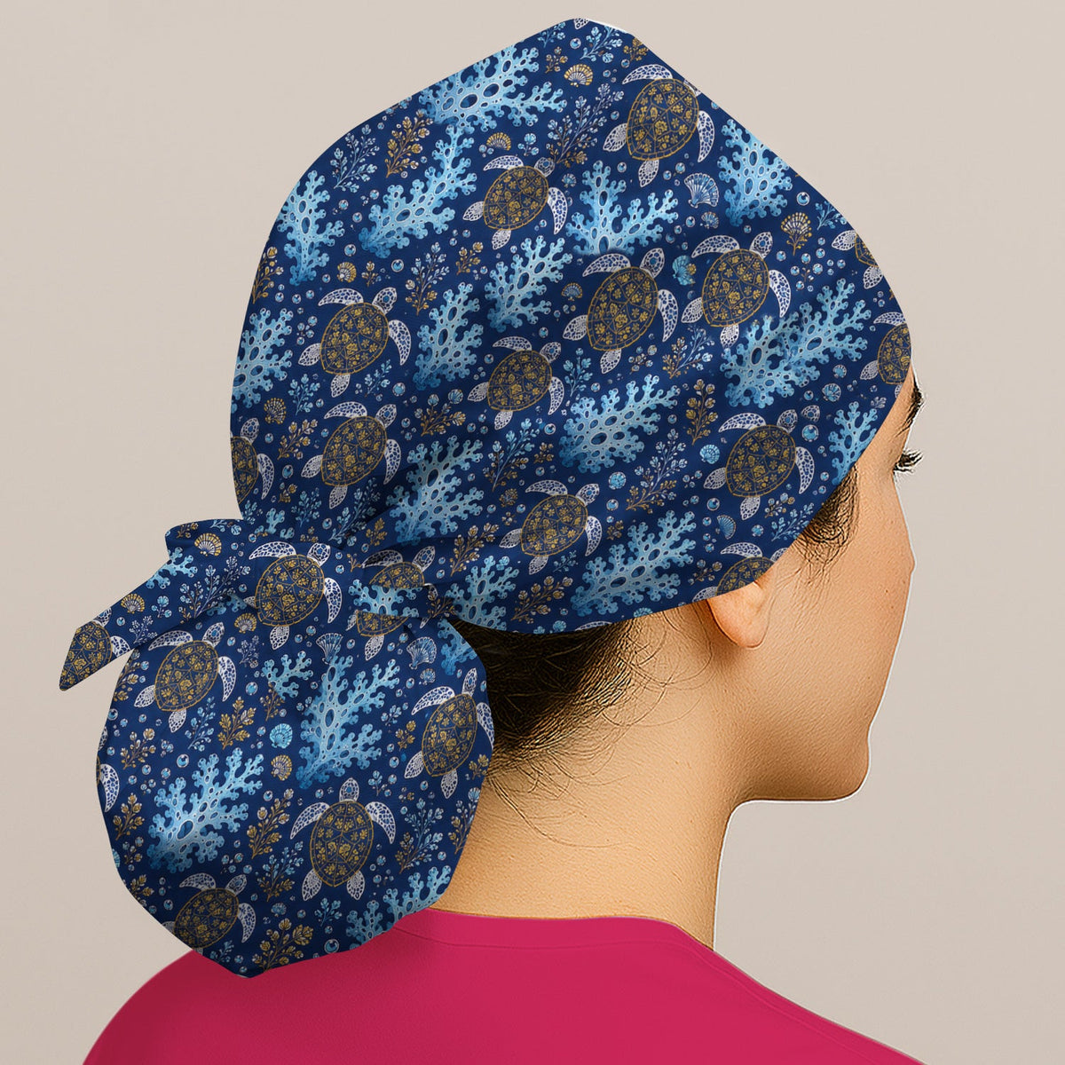 Ocean Turtle Coral Nurse Scrub Cap