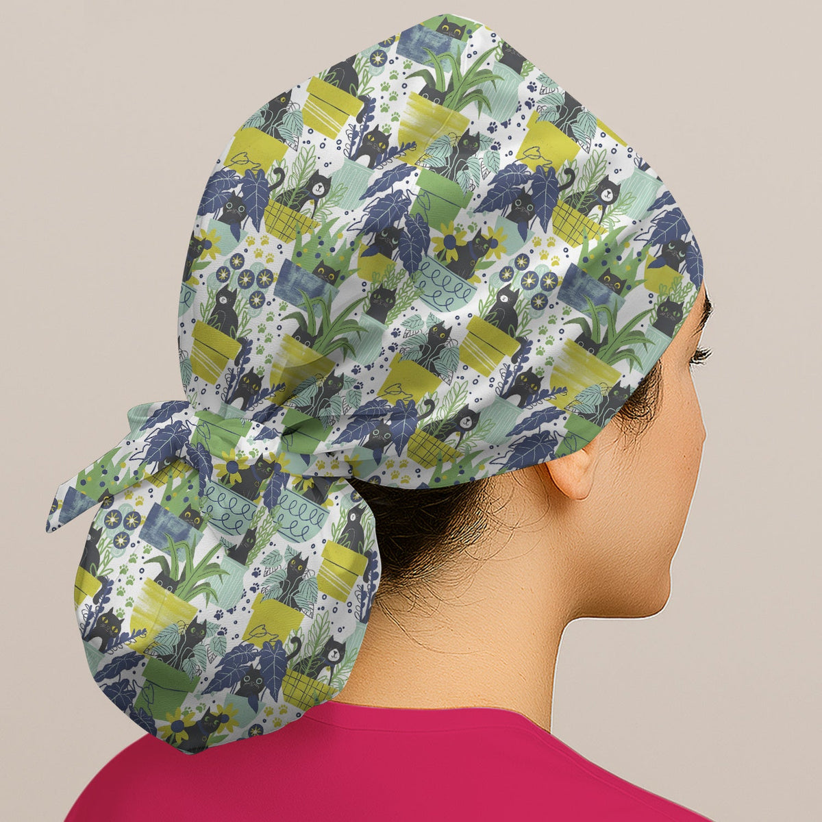 Black Cat Planter Garden Scrub Cap