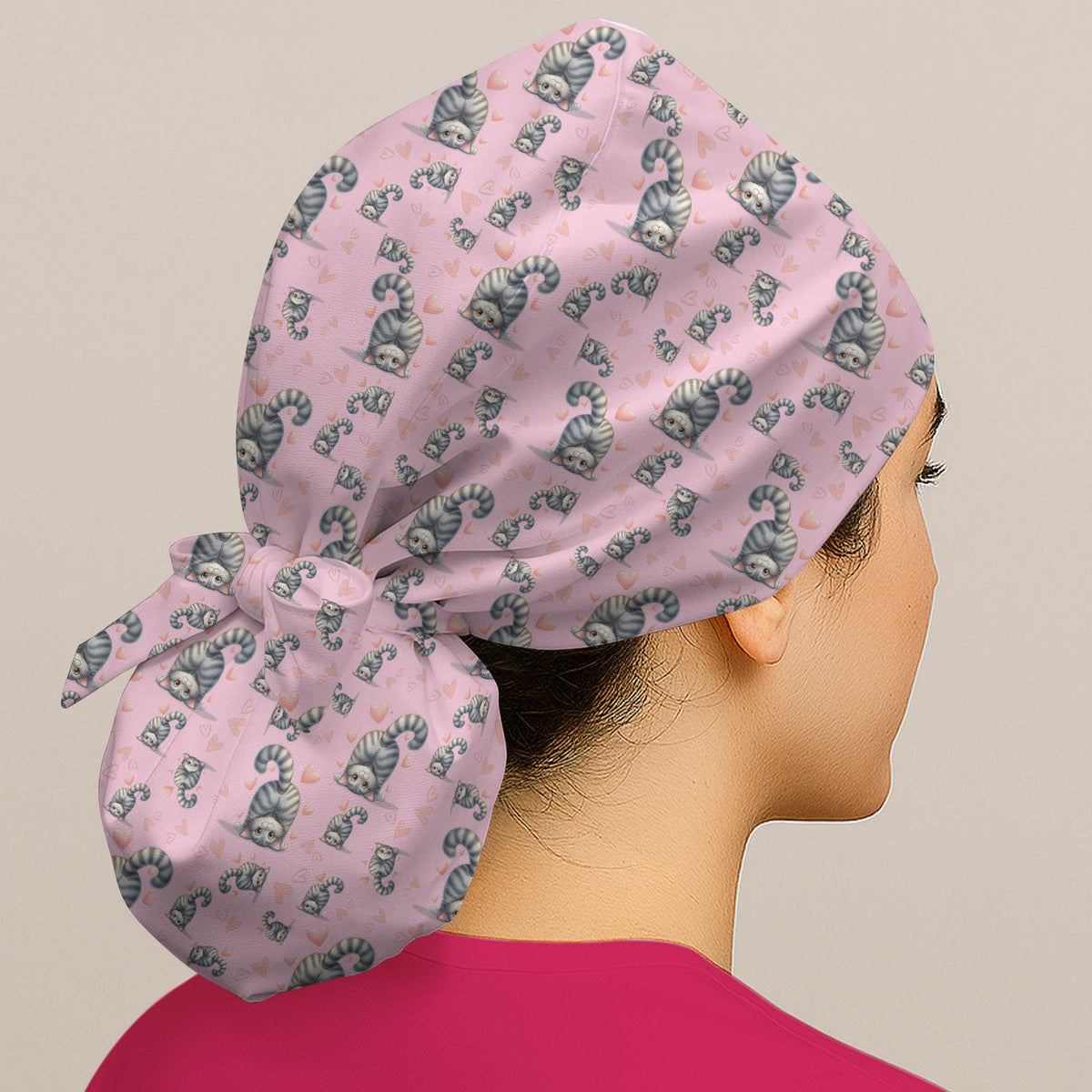 Valentine Cute Cat Heart Scrub Cap