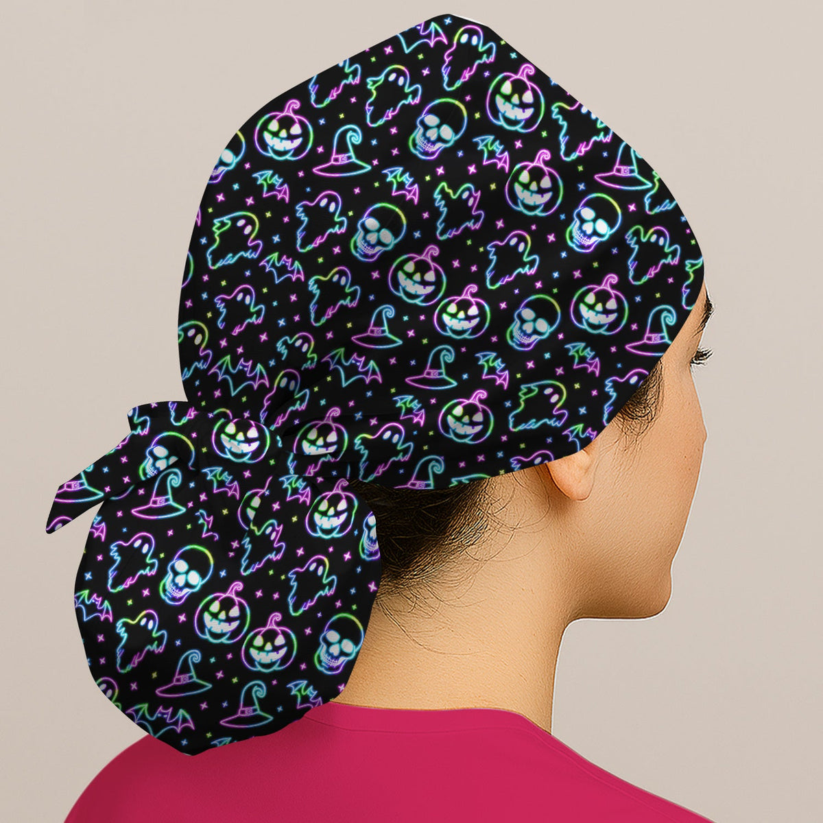 Pumpkin Skull Spooky Scrub Cap