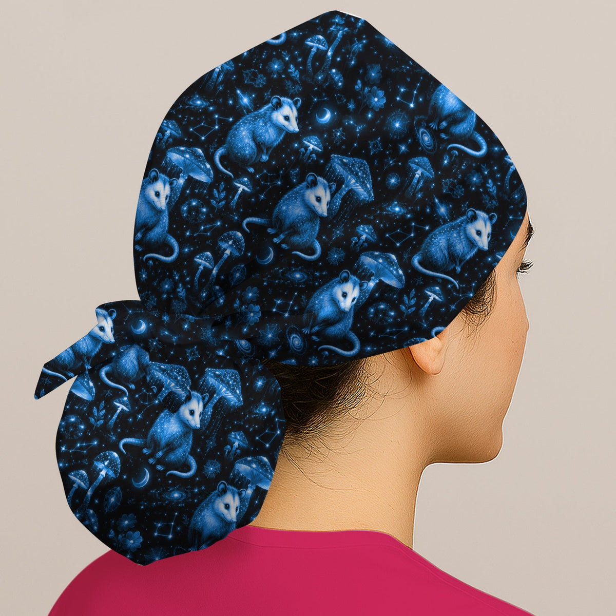 Celestial Blue Opossum Mushroom Scrub Cap