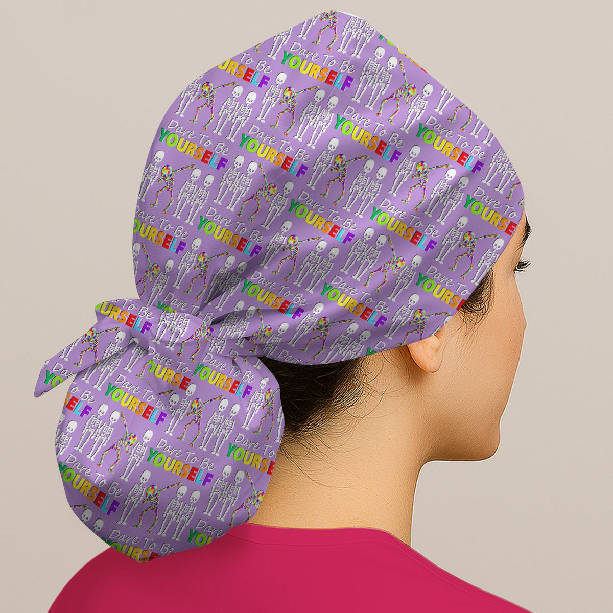 Rainbow Skeleton Dare To Be Yourself Scrub Cap