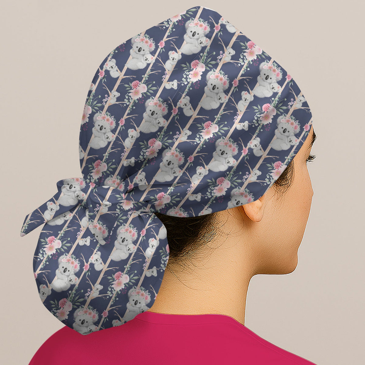 Koala Climbing Tree Blossom Scrub Cap