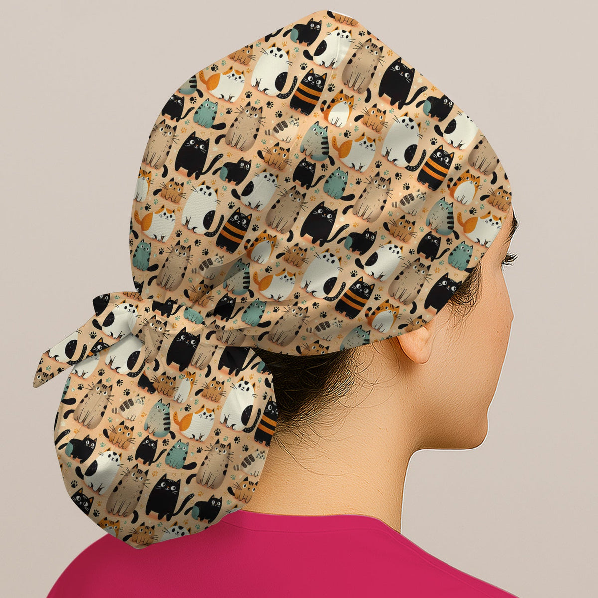 Cat Parade Doodle Scrub Cap