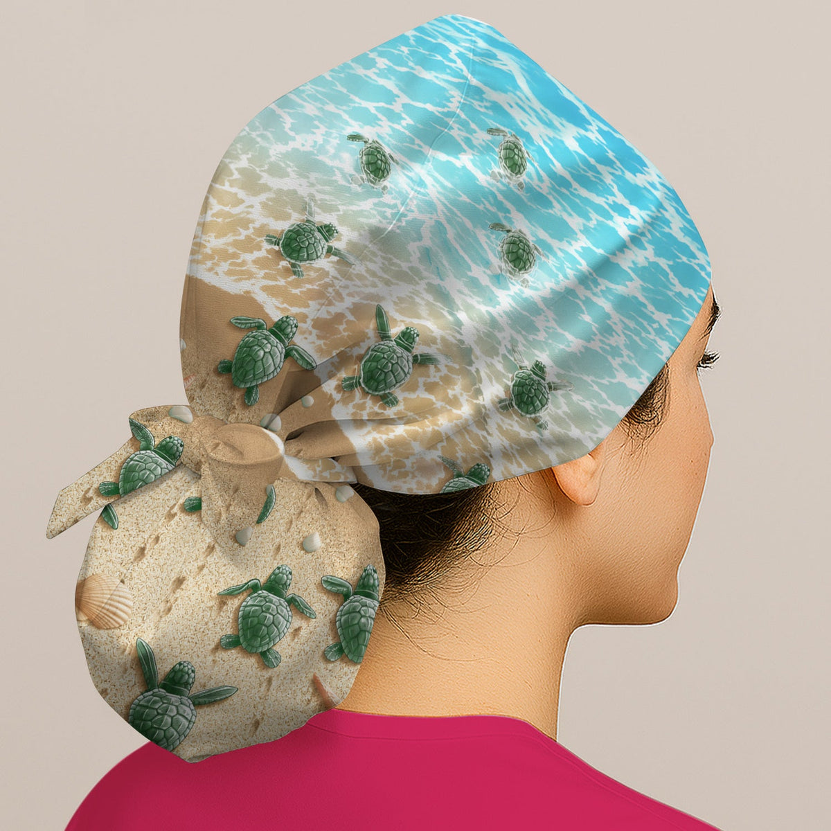 Coastal Sea Turtle Beach Scrub Cap