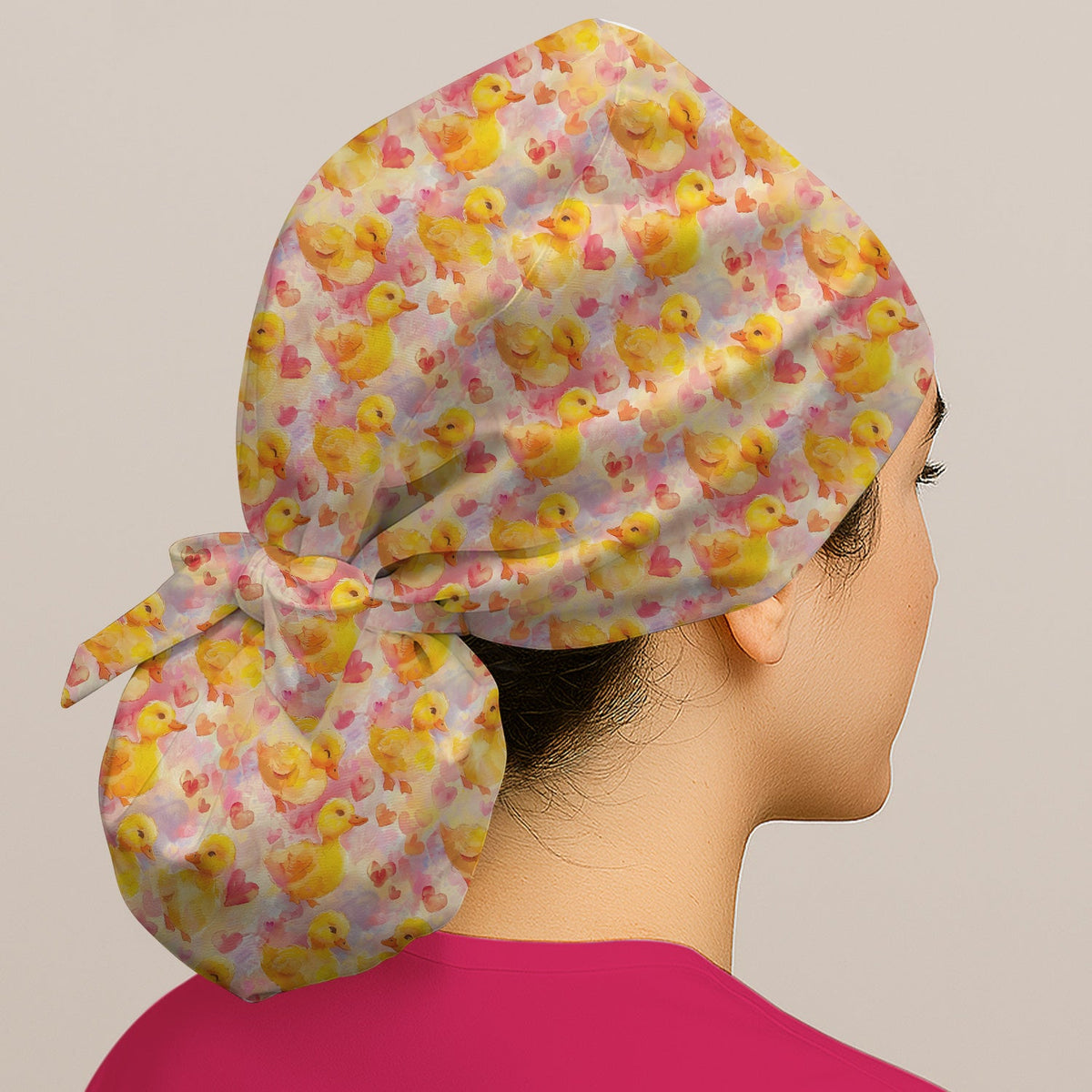 Duck Heart Watercolor Scrub Cap