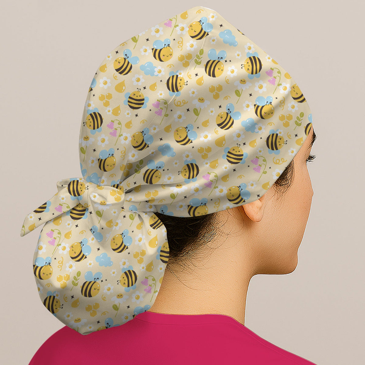 Honey Bee Flower Cloud Scrub Cap For Nurse