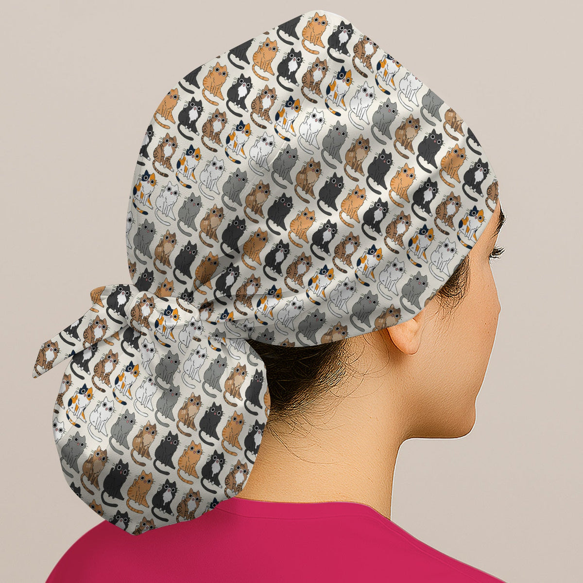 Cat Pattern Scrub Cap