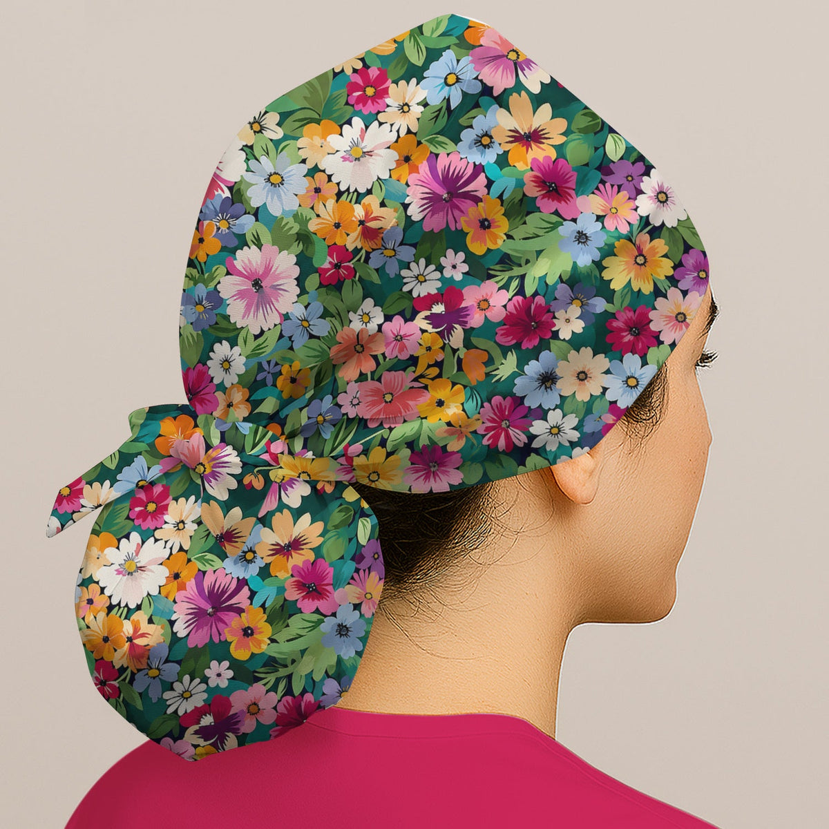 Colorful Wildflower Garden Scrub Cap