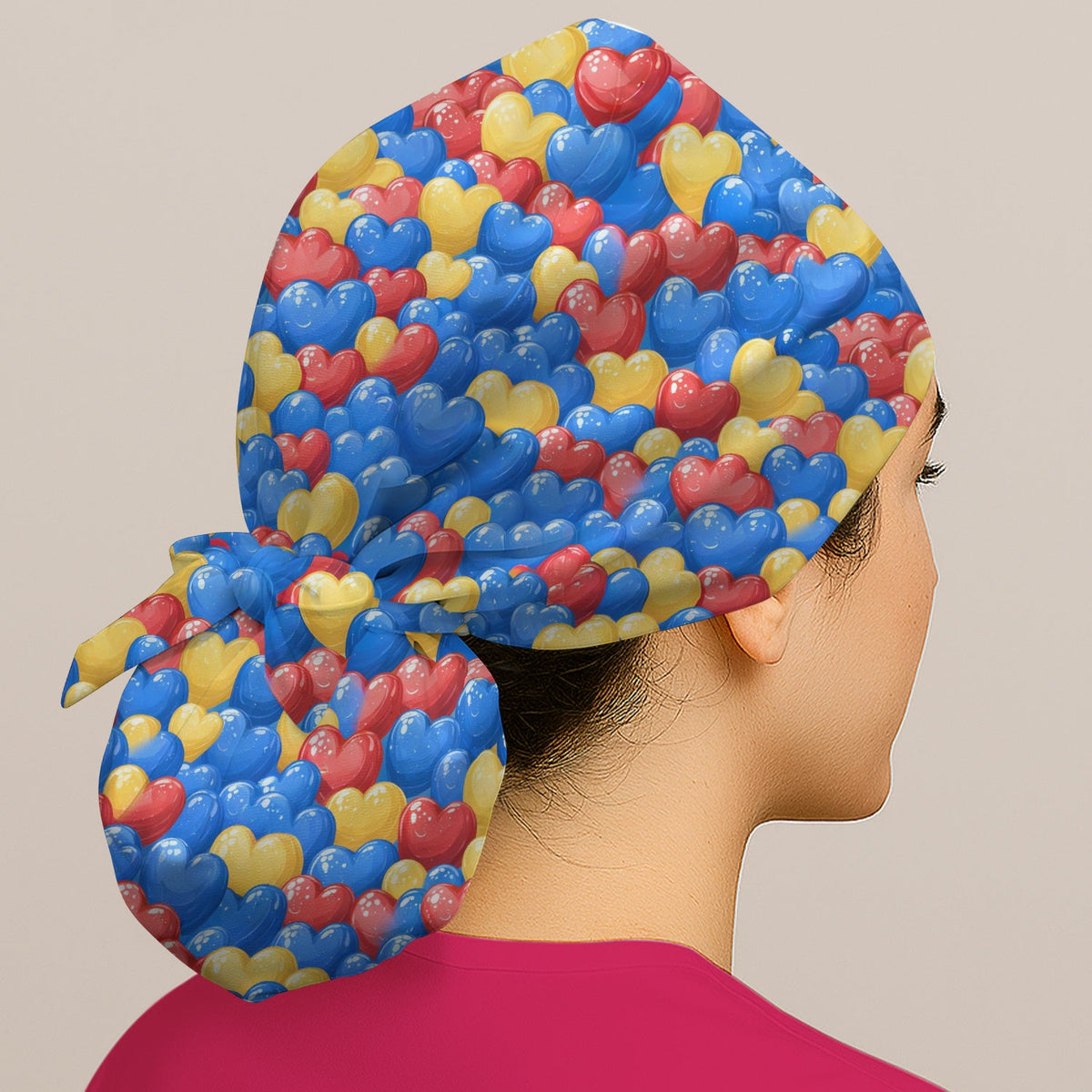 Colorful Autism Heart Scrub Cap