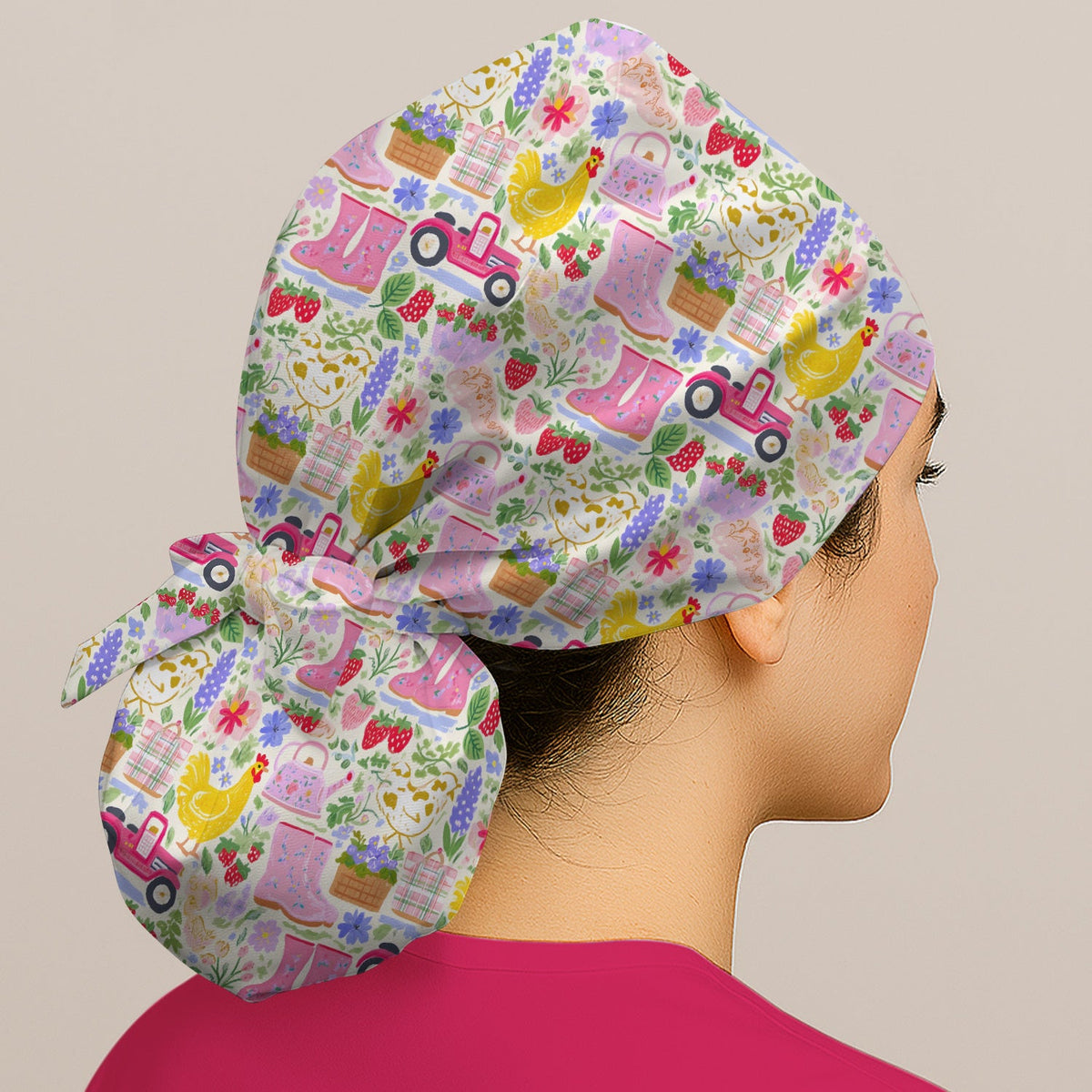Farm Garden Chicken Scrub Cap