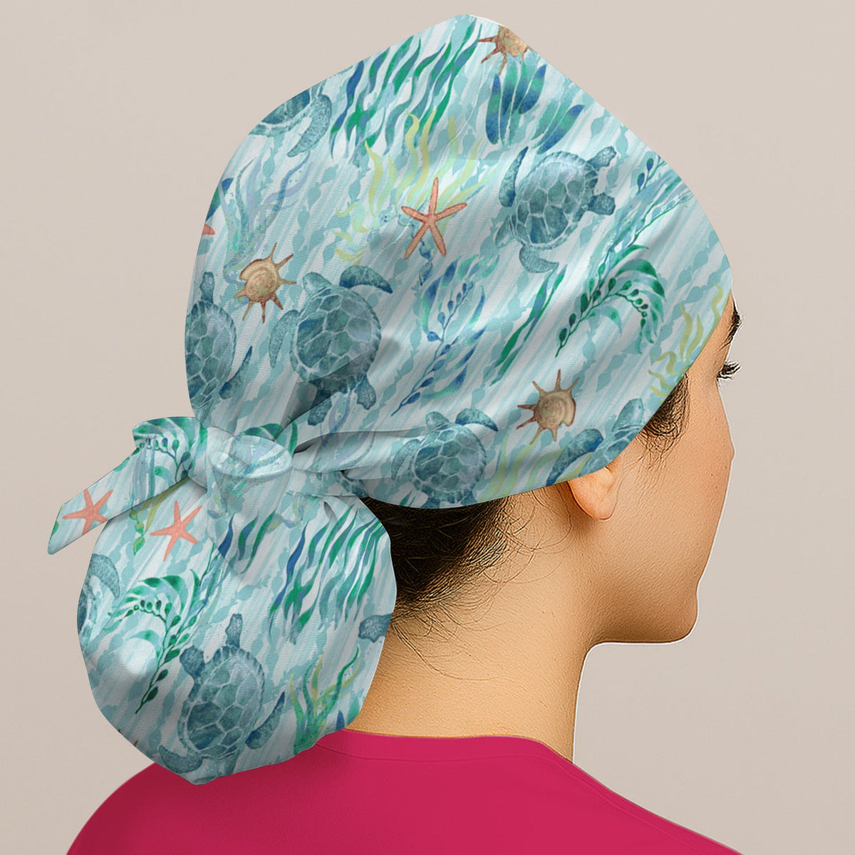Sea Turtle Watercolor Scrub Cap