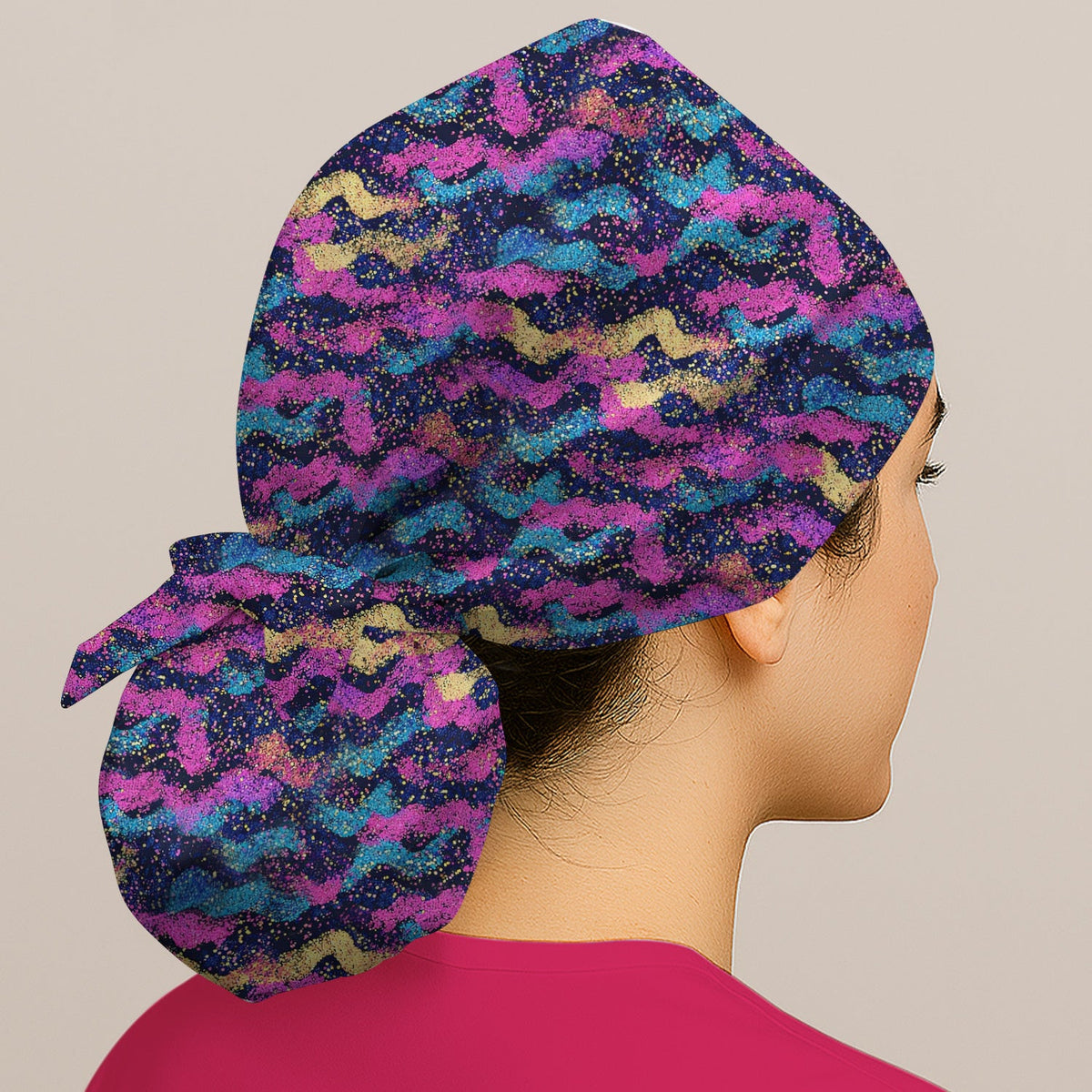 Neon Glitter Galaxy Scrub Cap