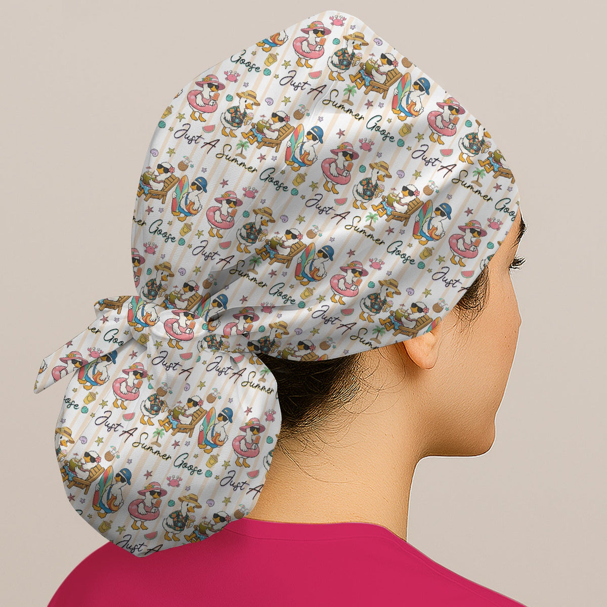 Summer Beach Goose Vacation Scrub Cap
