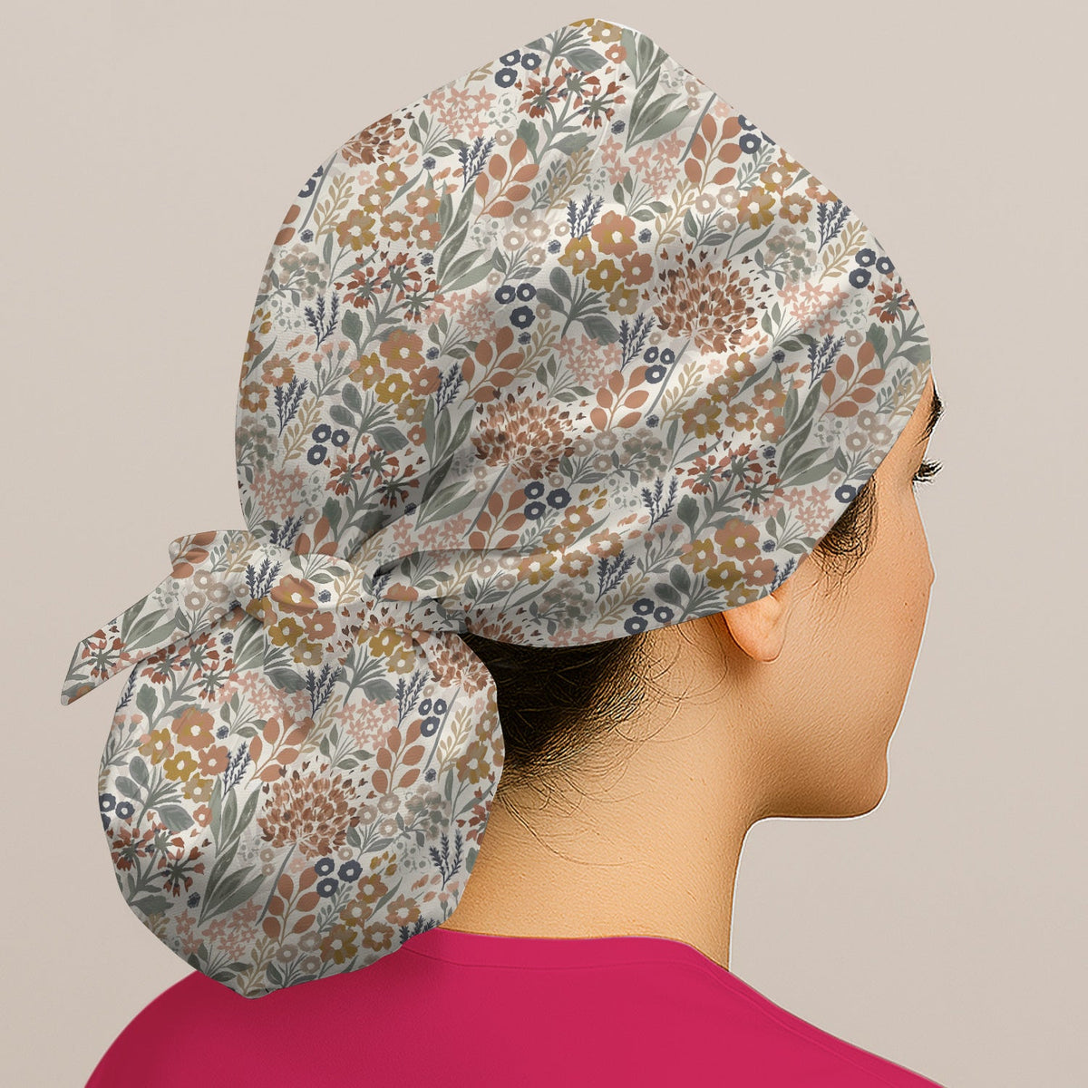 Vintage Botanical Floral Scrub Cap