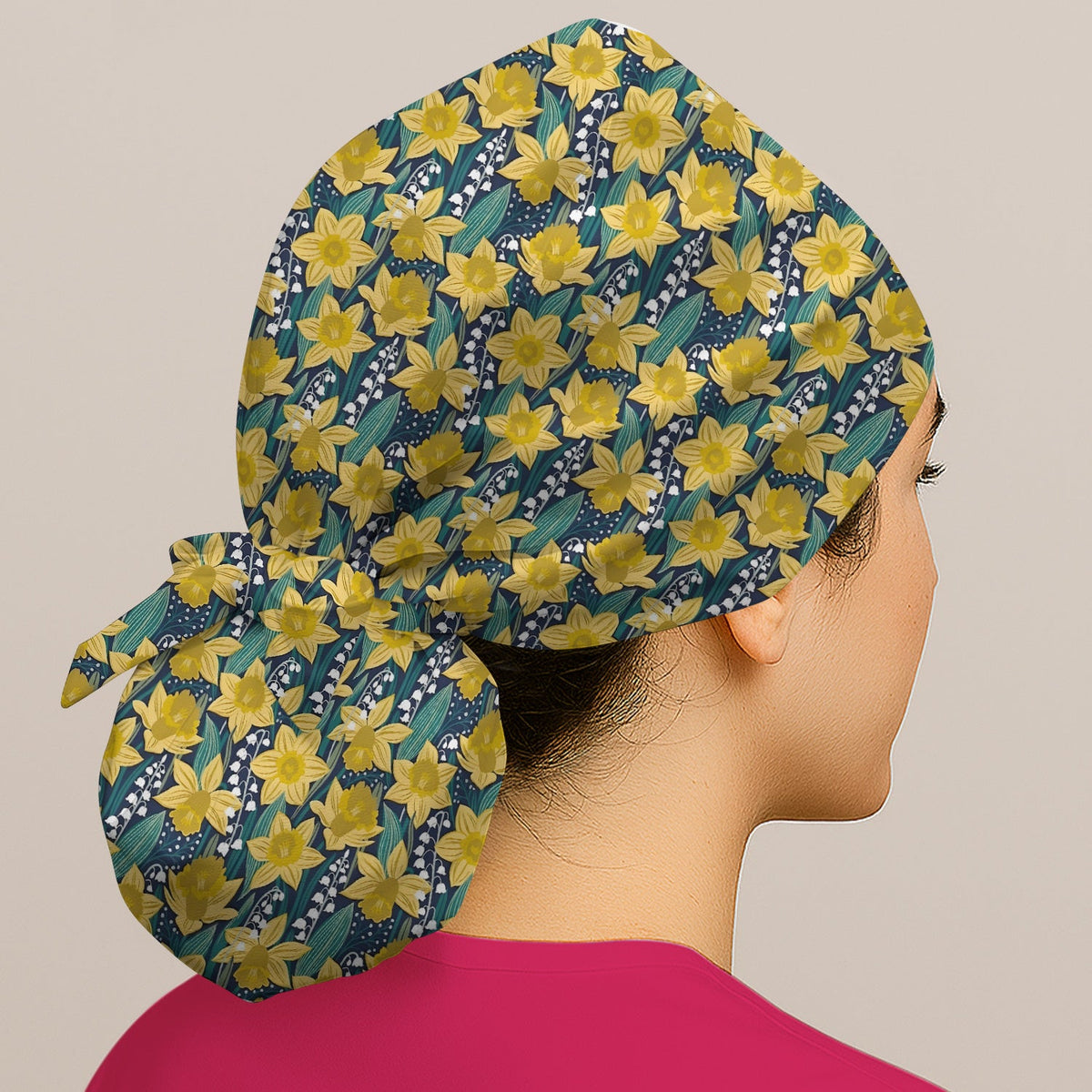 Yellow Daffodil Lily Valley Scrub Cap