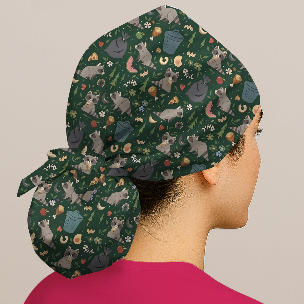 Raccoon Forest Food Scrub Cap