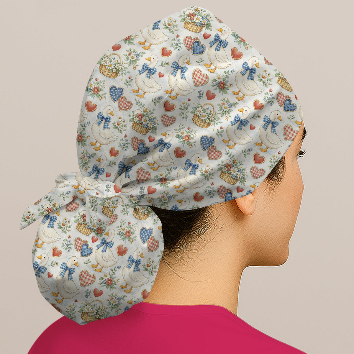 Duck Heart Floral Scrub Cap