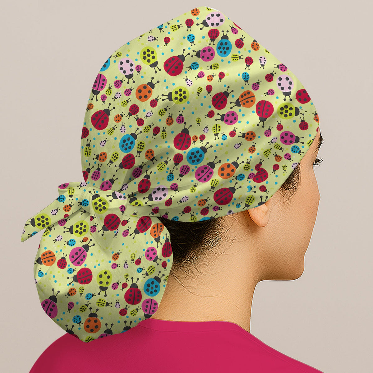 Colorful Ladybug Garden Scrub Cap