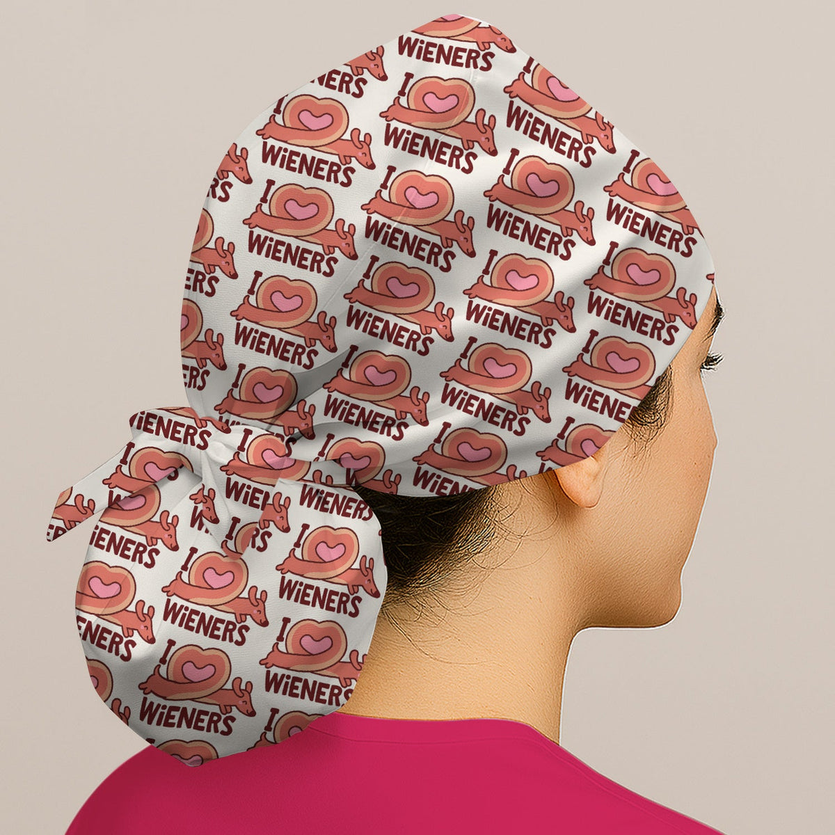I Love Wieners Dachshund Scrub Cap For Nurse