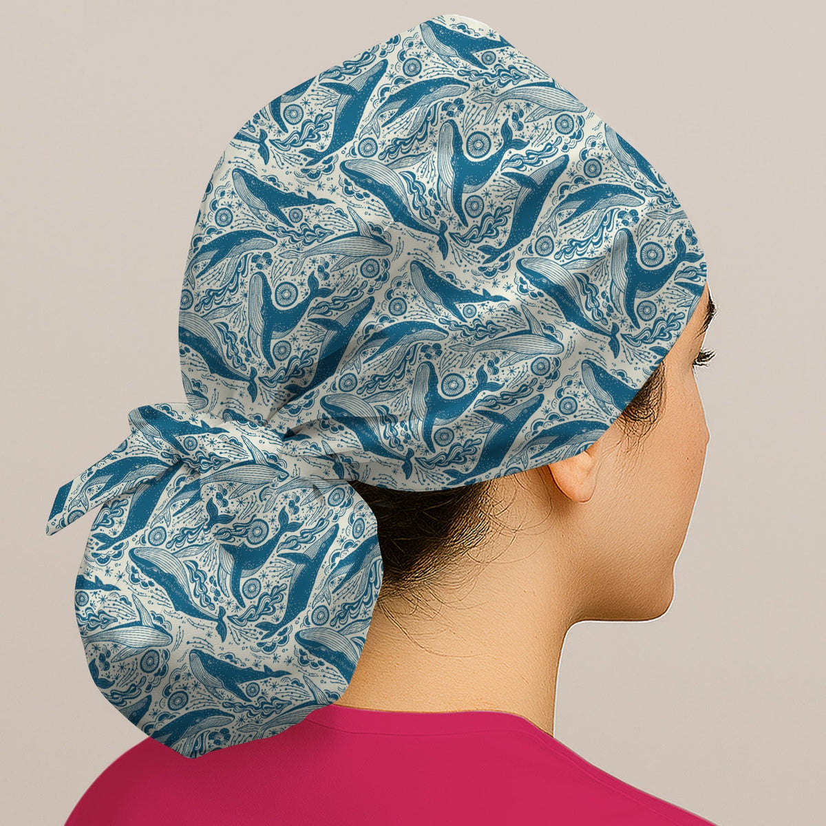 Blue Whale Ocean Scrub Cap